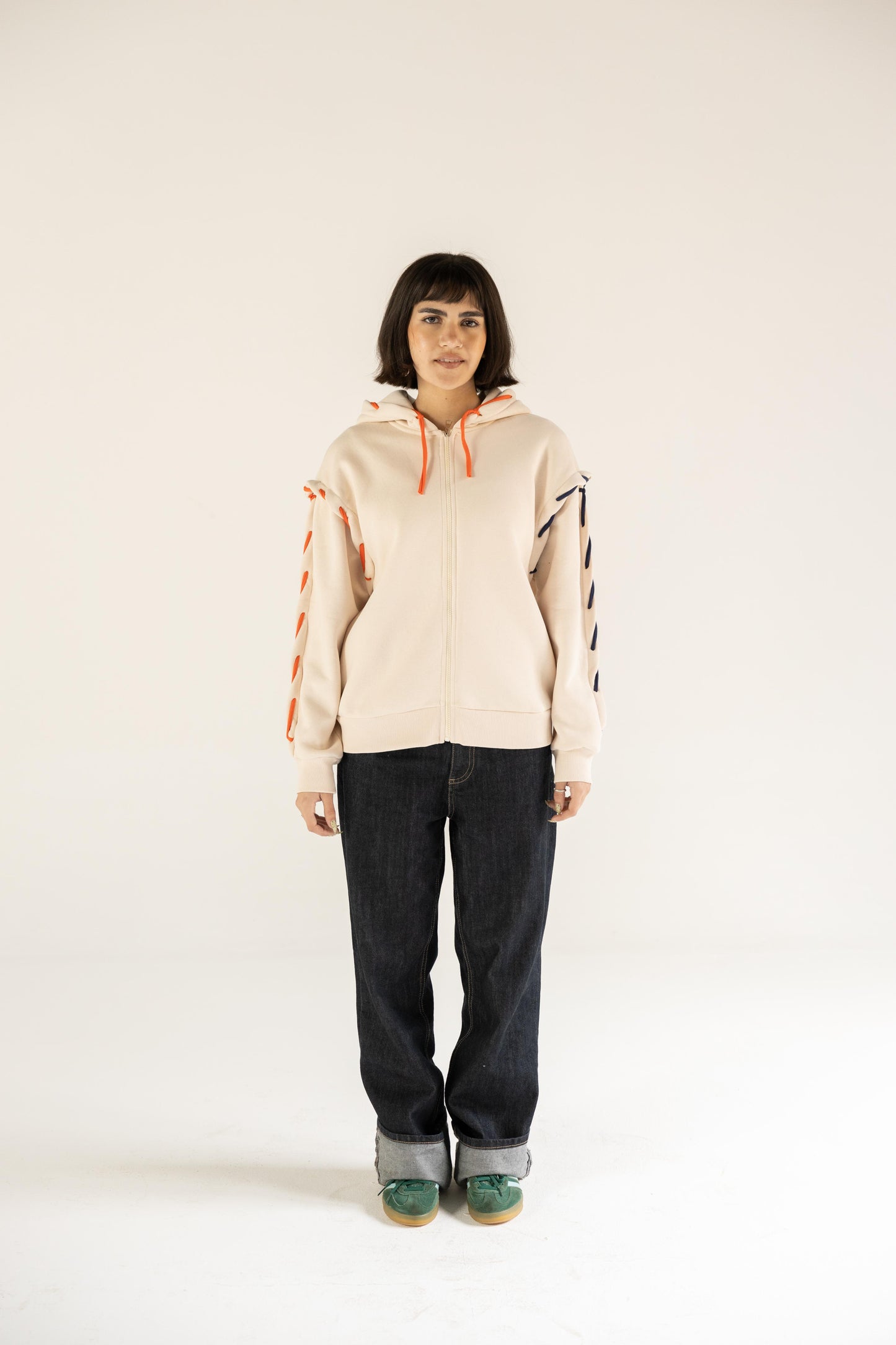 Wired Zip-up Hoodie in Nude