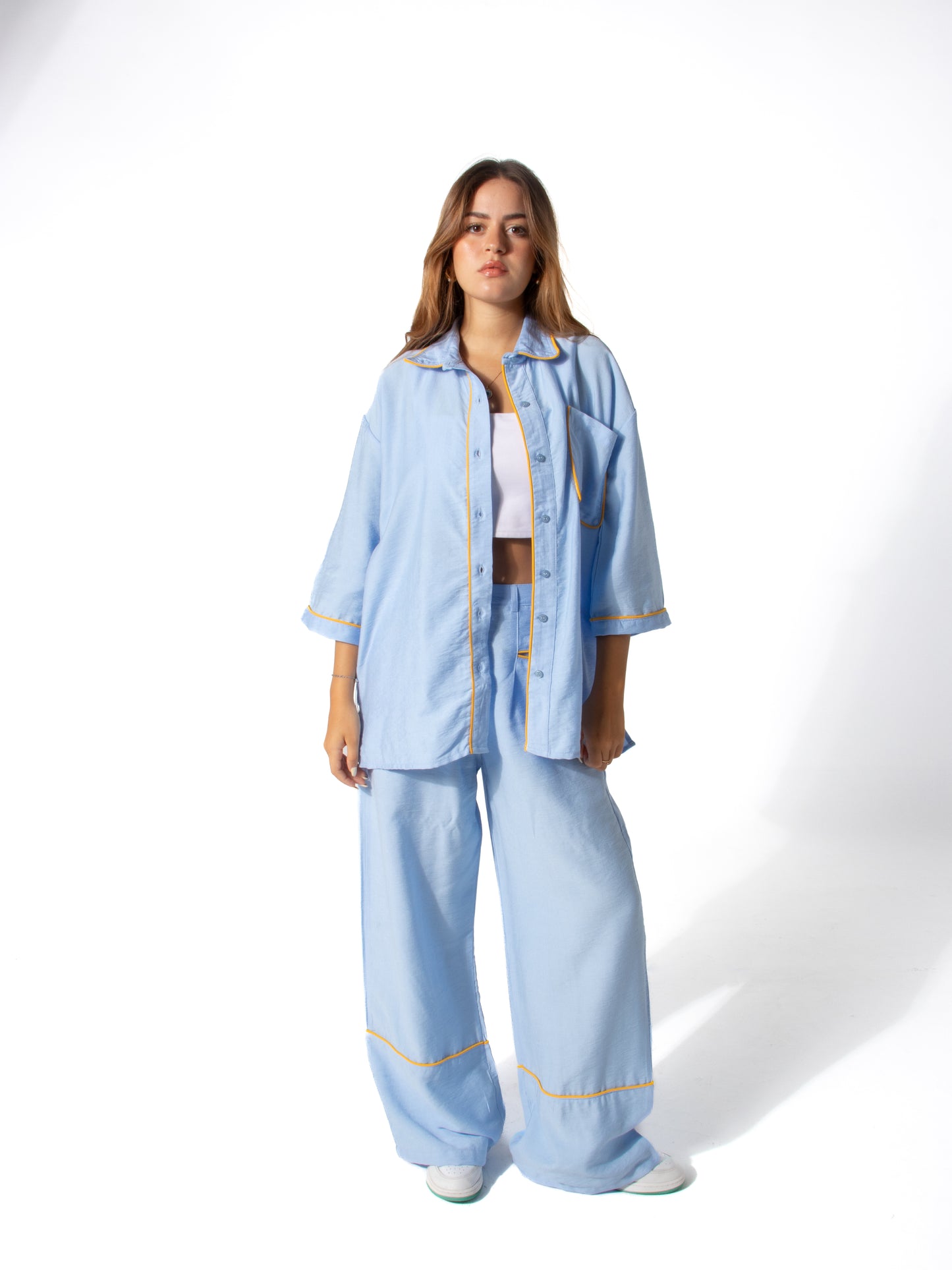 Edgy Linen Set in Baby Blue