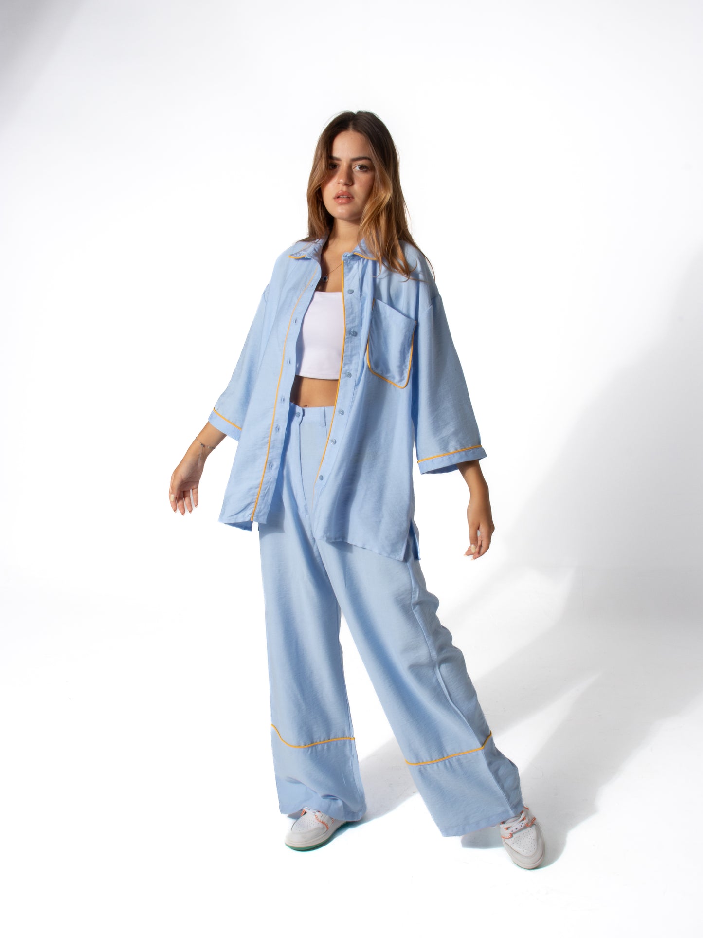 Edgy Linen Set in Baby Blue