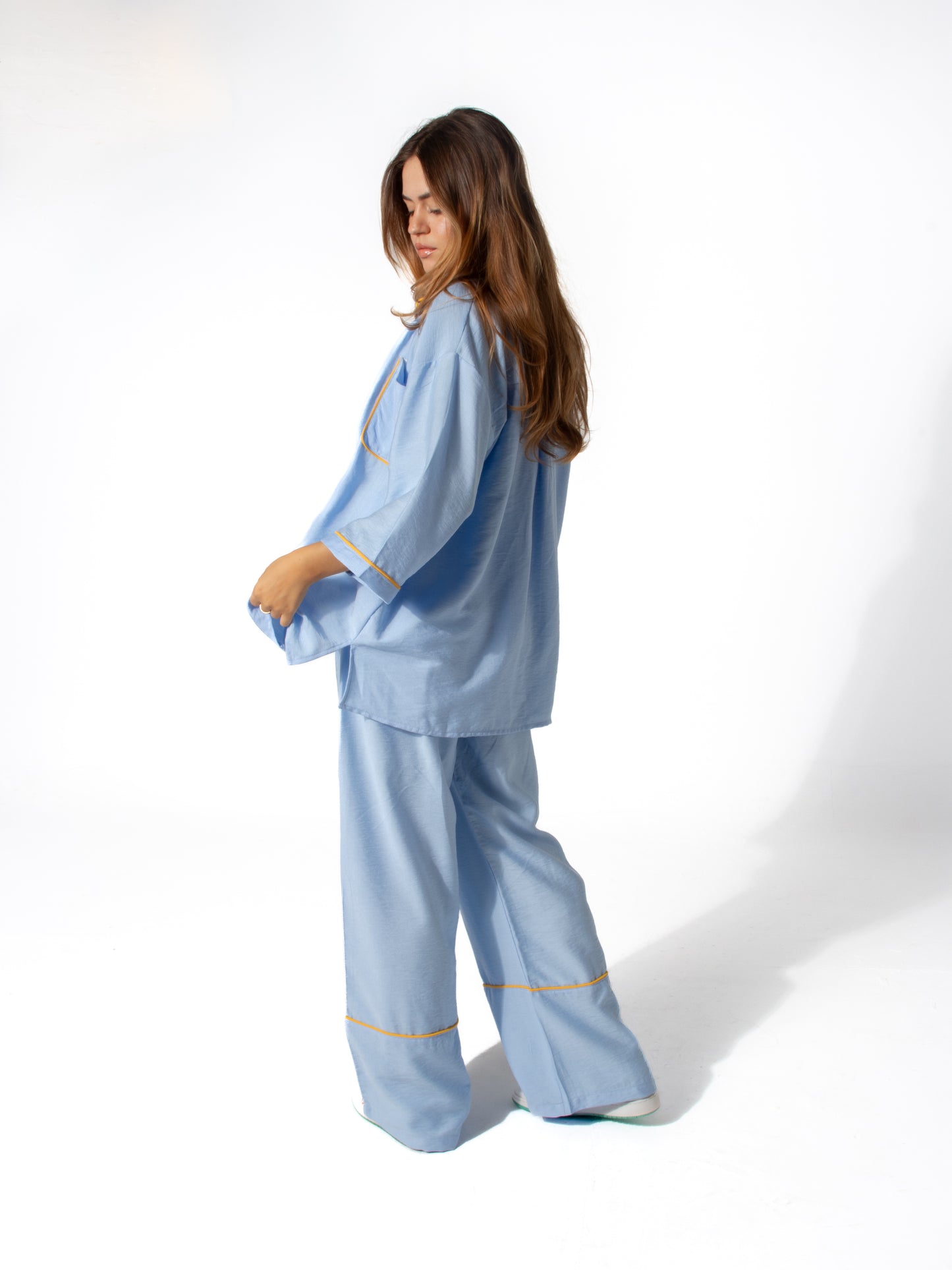 Edgy Linen Set in Baby Blue