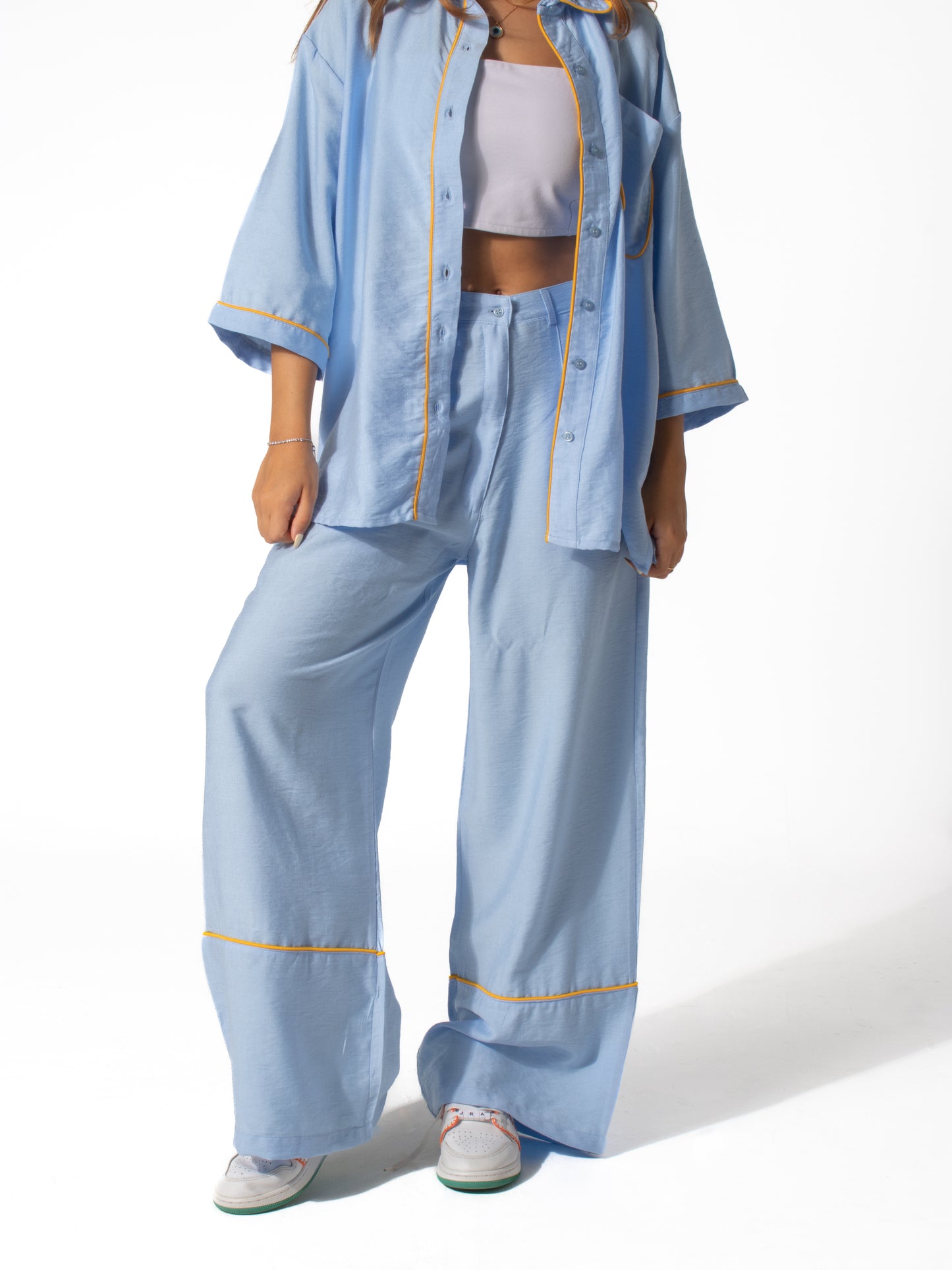 Edgy Linen Set in Baby Blue