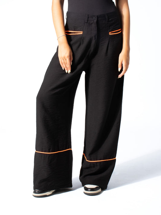 Edgy Linen Pants in Black