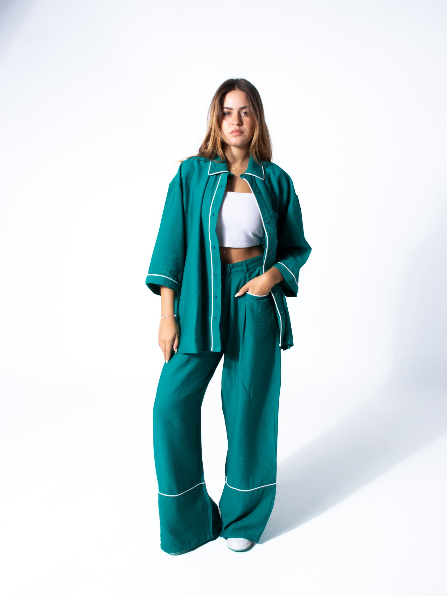 Edgy Linen Set in Green