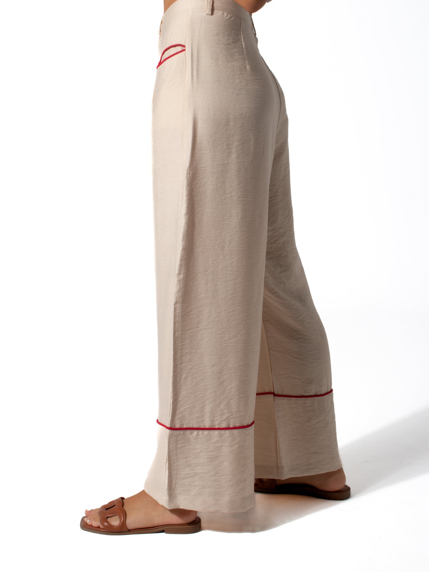 Edgy Linen Pants in Nude