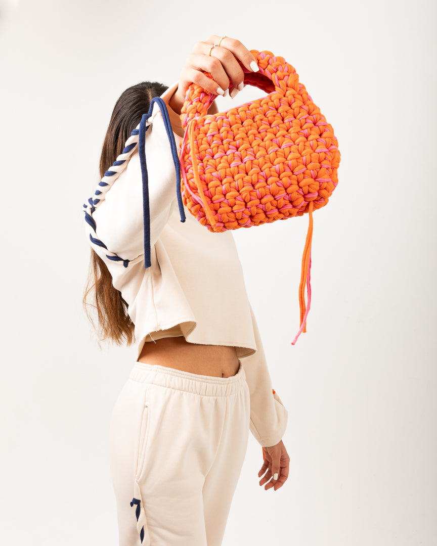 Mini Bind Bag in Orange & Pink